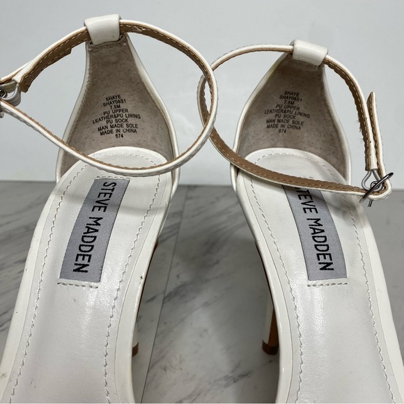 Steve Madden Shaye Square Toe White Heeled Sandal 7 1/2 M - Picture 12 of 14
